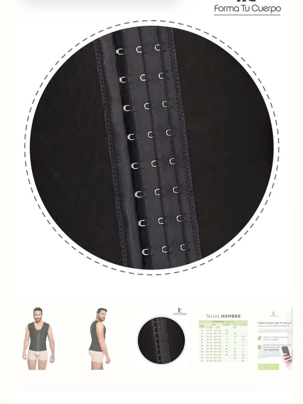 Men's Black Compression Waist-Reducing Vest S-020